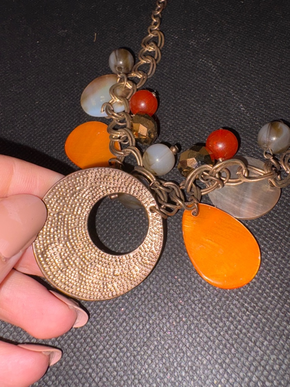 Vintage Statement Orange Drop Pendant Necklace - Unbranded - Picture 2 of 2